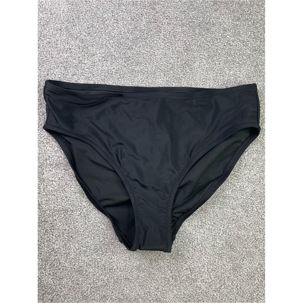 J. Crew Factory Mid-Rise Bikini Bottom Women's Medium Black Lined